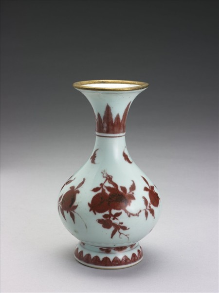 釉裡紅福壽三多紋瓶