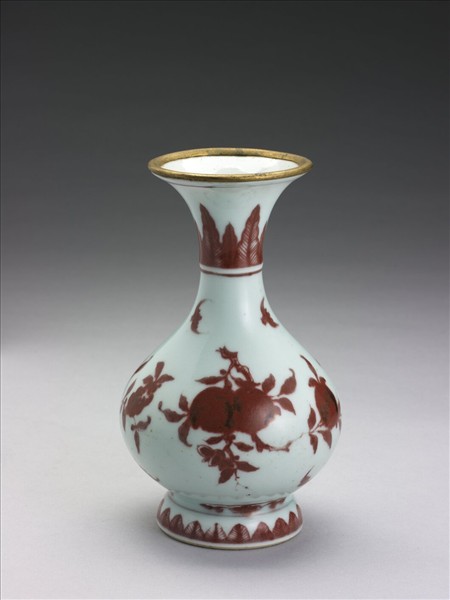 釉裡紅福壽三多紋瓶