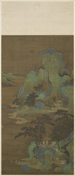 宋人松亭撫琴　軸