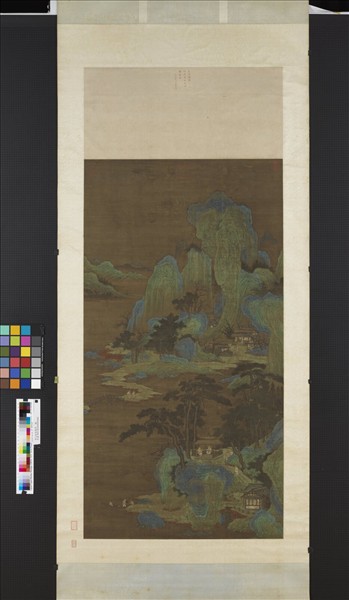 宋人松亭撫琴　軸