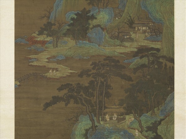 宋人松亭撫琴　軸