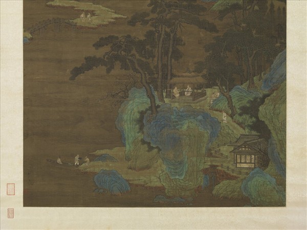 宋人松亭撫琴　軸