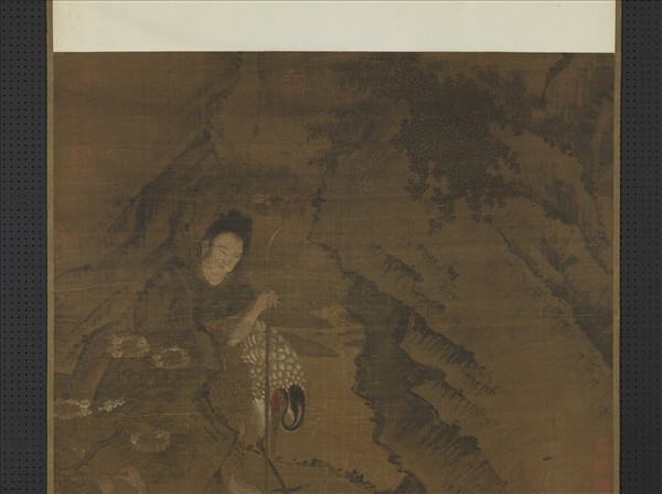 宋人畫調鶴采花仙　軸