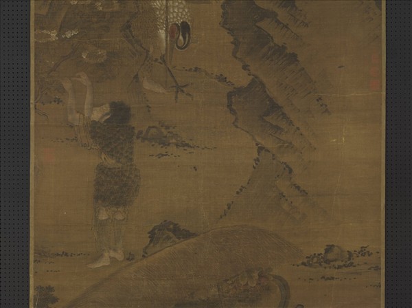 宋人畫調鶴采花仙　軸