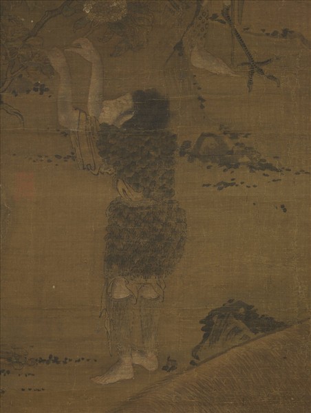 宋人畫調鶴采花仙　軸