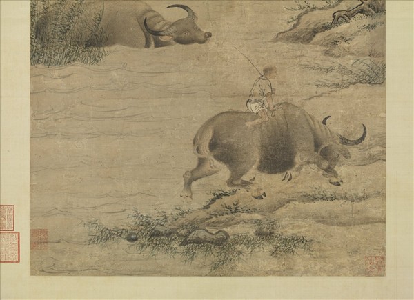 宋人清溪晚牧圖　軸