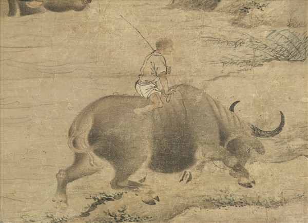 宋人清溪晚牧圖　軸