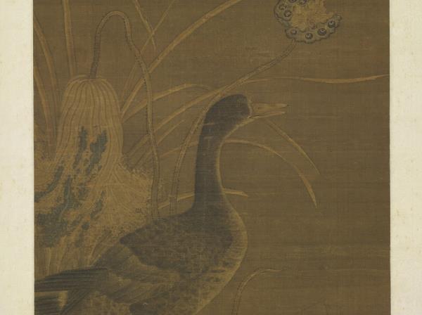 宋人秋荷野鳧圖　軸