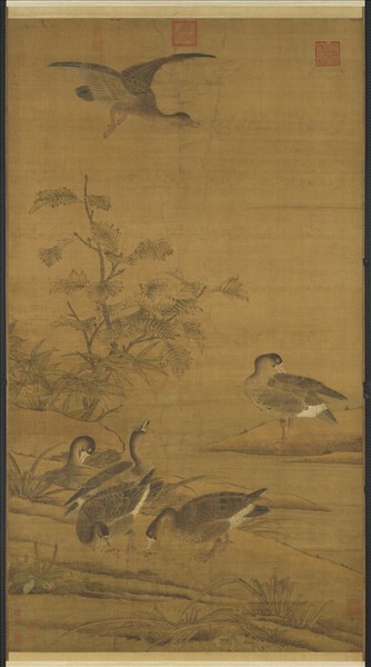 宋人寒塘群雁圖　軸