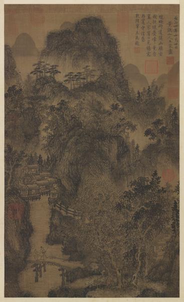 元王蒙深林疊嶂　軸