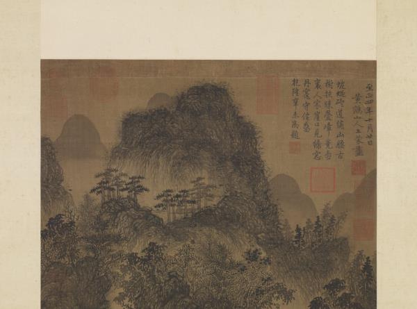 元王蒙深林疊嶂　軸