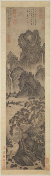 元王蒙松崖飛瀑　軸