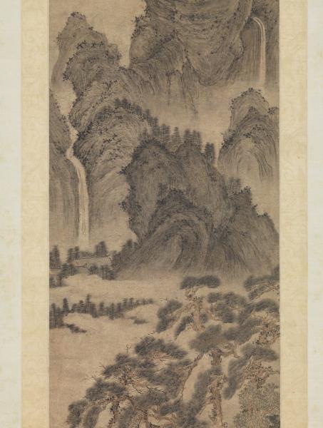 元王蒙松崖飛瀑　軸