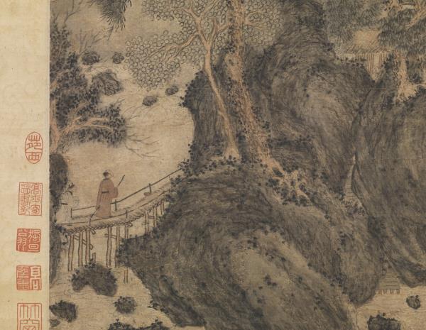 元王蒙松崖飛瀑　軸