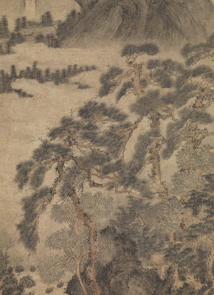 元王蒙松崖飛瀑　軸