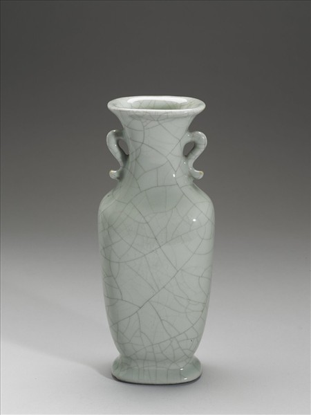 仿官釉雙耳扁瓶