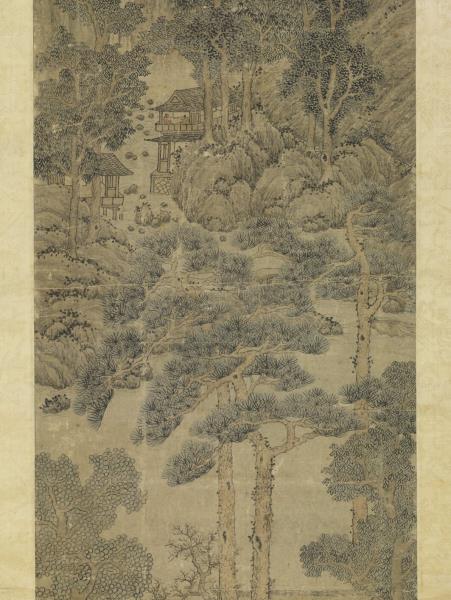 元王蒙長松飛瀑　軸