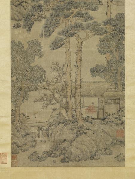 元王蒙長松飛瀑　軸