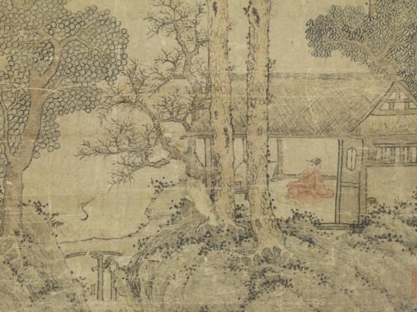 元王蒙長松飛瀑　軸