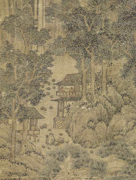 元王蒙長松飛瀑　軸