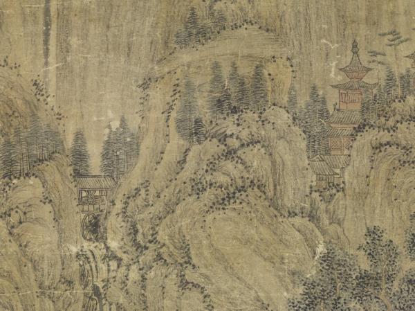 元王蒙長松飛瀑　軸