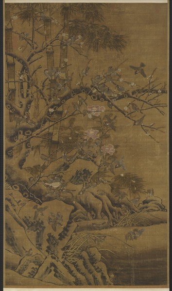 元人歲朝百爵　軸