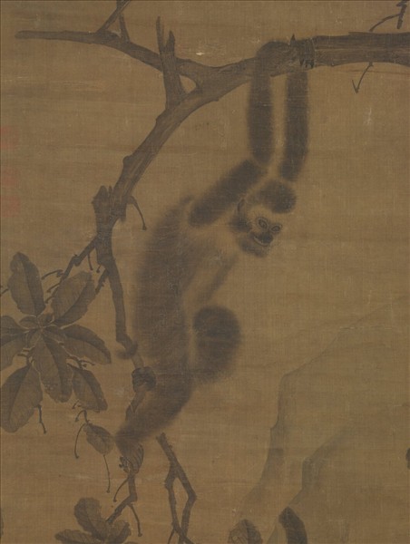 元顏輝畫猿　軸