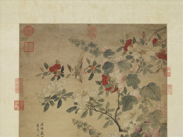 元張中寫生花鳥　軸