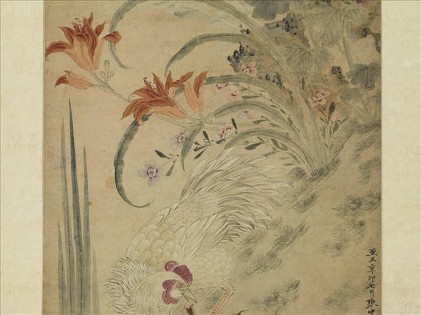 元張中寫生花鳥　軸