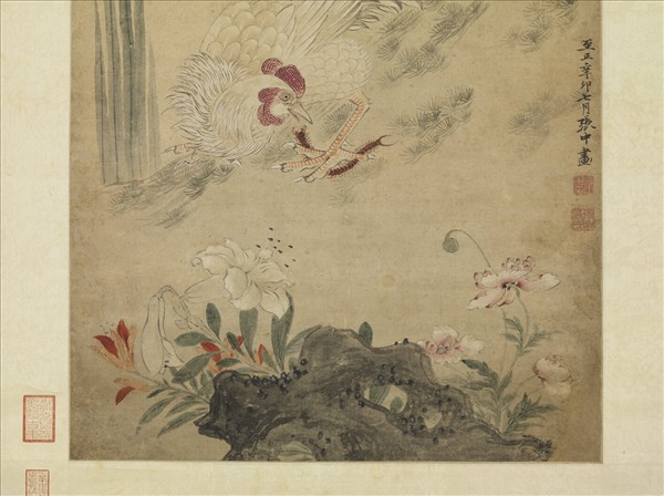 元張中寫生花鳥　軸