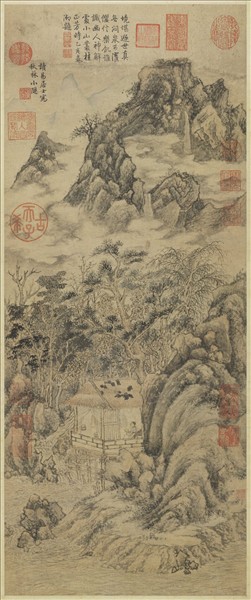 元陶復初畫秋林小隱　軸