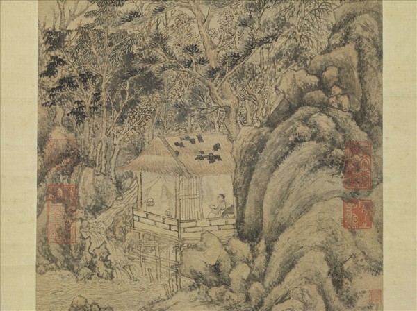 元陶復初畫秋林小隱　軸