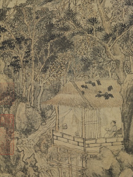 元陶復初畫秋林小隱　軸