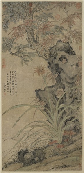 元陸廣五瑞圖　軸