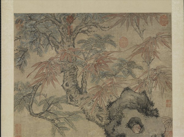 元陸廣五瑞圖　軸