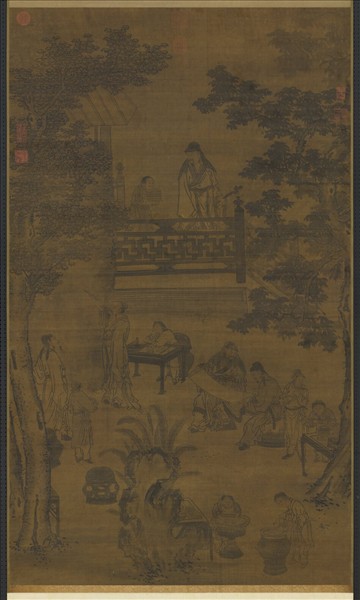 元人畫秋庭書壁　軸