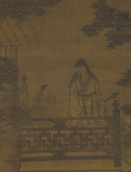 元人畫秋庭書壁　軸