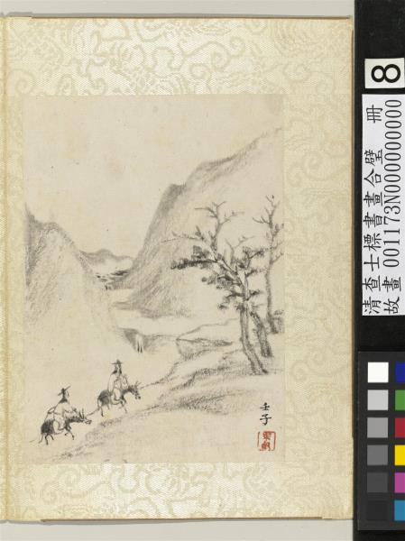 清查士標書畫合璧　冊　驢背聯吟