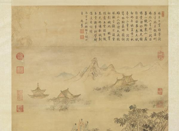 清董邦達繪御筆中秋帖子詩　軸