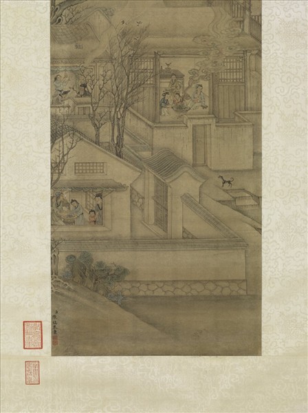 清張鎬繪高宗御書范成大燒火盆行　軸