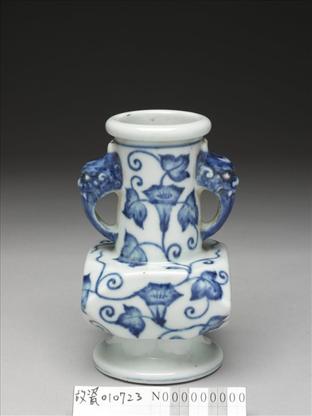 青花牽牛花紋折方瓶