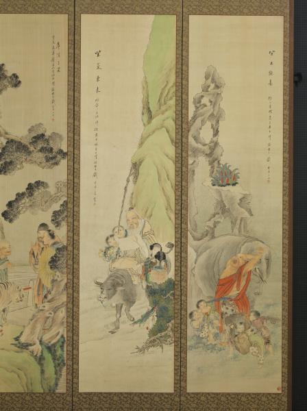 清錢慧安人物十二屏風　蒲觴滌氛