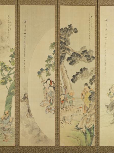 清錢慧安人物十二屏風　蒲觴滌氛