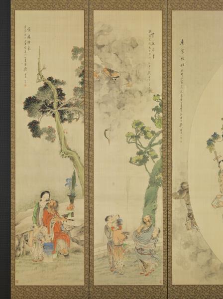 清錢慧安人物十二屏風　蒲觴滌氛