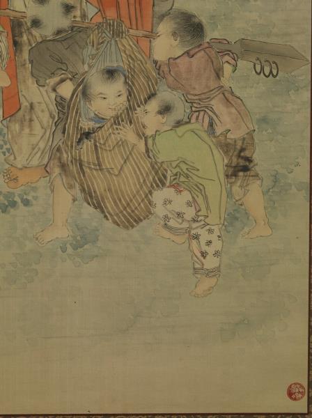 清錢慧安人物十二屏風　蒲觴滌氛