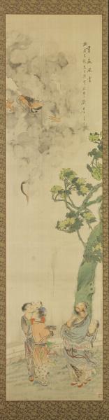 清錢慧安人物十二屏風　蒲觴滌氛