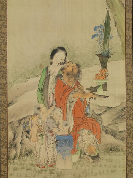 清錢慧安人物十二屏風　蒲觴滌氛