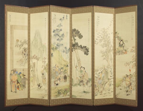 清錢慧安人物十二屏風　富貴壽考