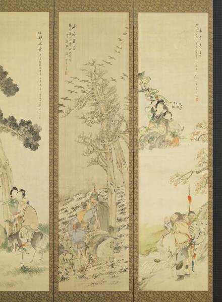 清錢慧安人物十二屏風　富貴壽考