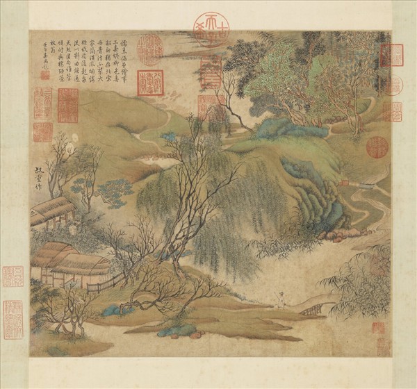 元朱叔重春塘柳色　軸